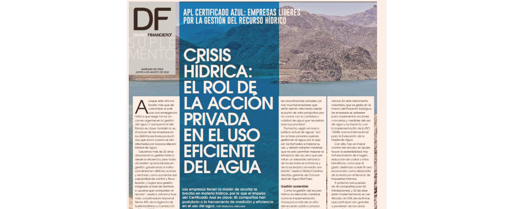 Apl Certificado Azul: Empresas Líderes por la gestión del recurso hídrico. Apl Certificado Azul: Empresas Líderes por la gestión del recurso hídrico.